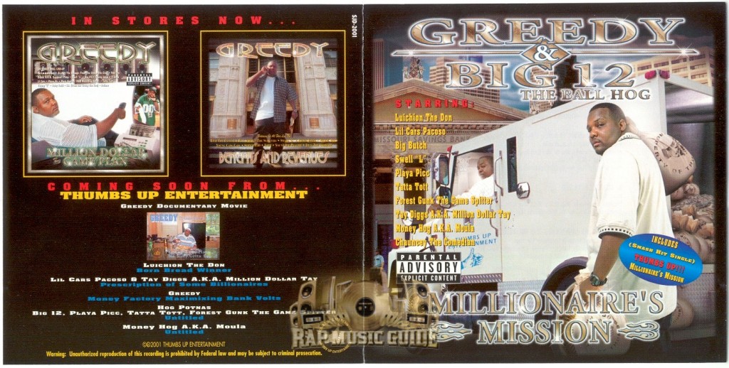Greedy & Big 12 - Millionaire's Mission: CD | Rap Music Guide